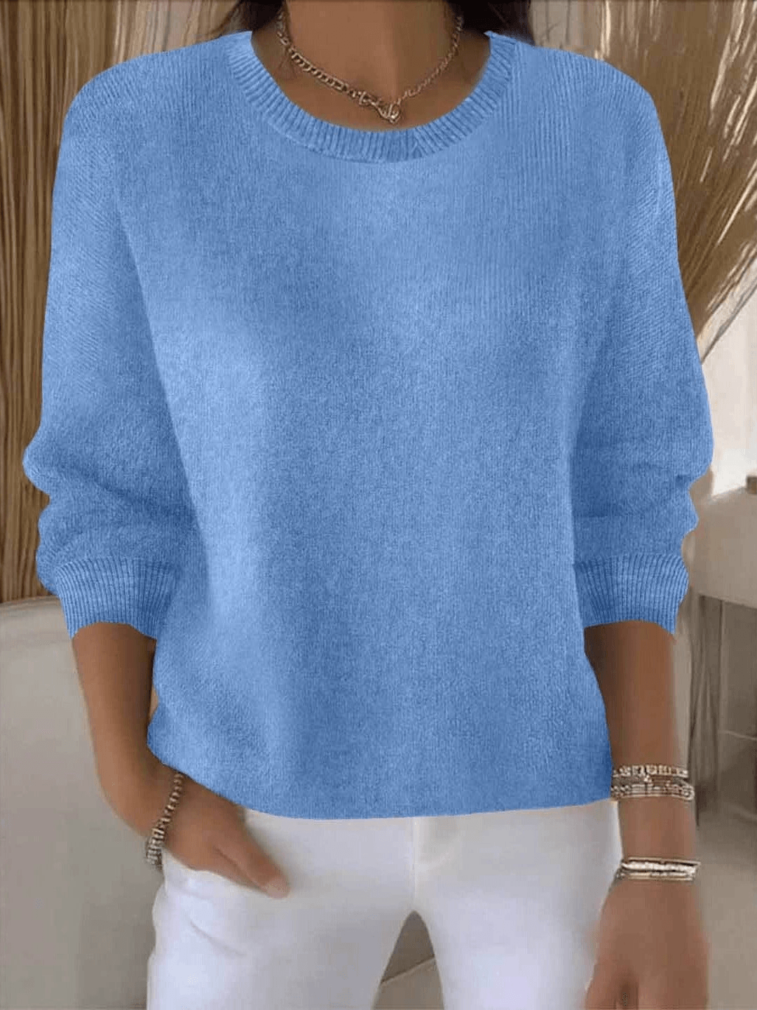 Lorie Relaxed-Fit Women's Knitted Jumper with Ribbed Trim