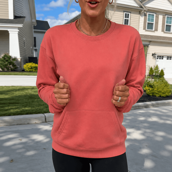 Oversized Kangaroo Pocket Fleece Sweatshirt with Crew Neck