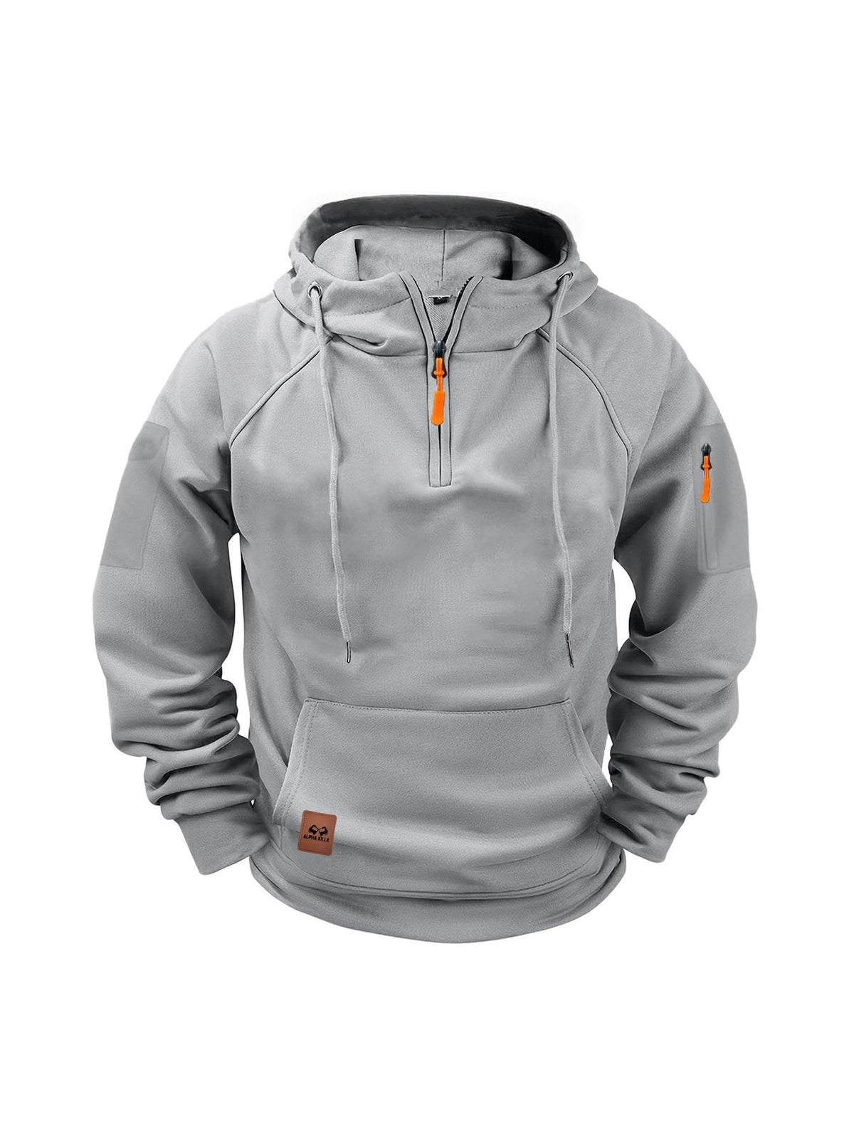 Men's Half-Zip Hooded Sweatshirt with Kangaroo Pocket and Adjustable Hood