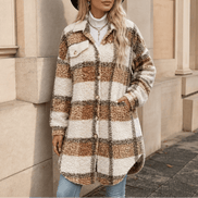 Fairloch Plaid Sherpa-Lined Mid-Length Coat with Button Front