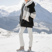 Women's Oversized Faux Fur Color-Block Hooded Coat