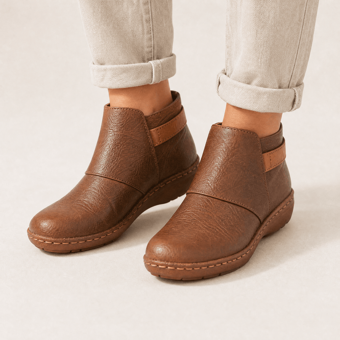 Solena Wide-Fit Adjustable Women's Ankle Boots with Strap for Sensitive Feet