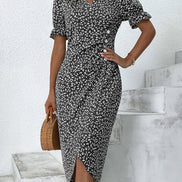 Floral Wrap Midi Dress for Wedding Guest and Christmas Party Wear