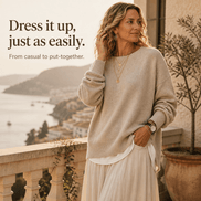 Women's Drop-Shoulder Lantern Sleeve Chunky Knitted Jumper with Side Slits