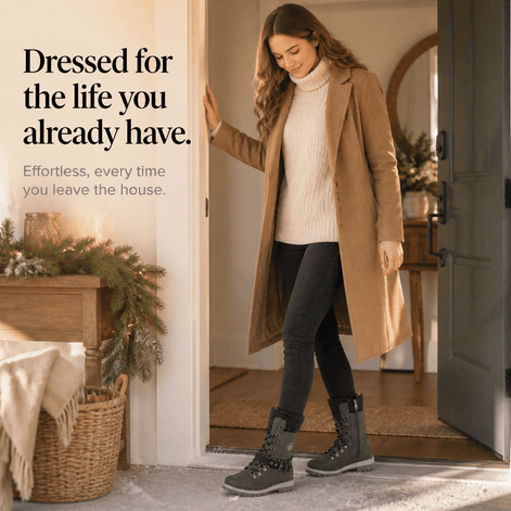 Women's Knit-Cuff Lace-Up Winter Boots with Buckle Strap