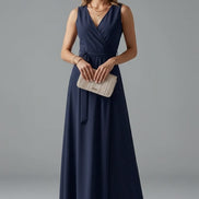Annabelle Satin Wrap Maxi Party Dress with Relaxed Fit for Christmas