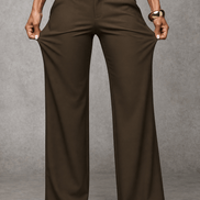 Women's Wide-Leg High-Waisted Dress Trousers with Structured Waistband