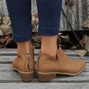 Riley Ankle Low Heel Slip On Womens Boots with Back Zip