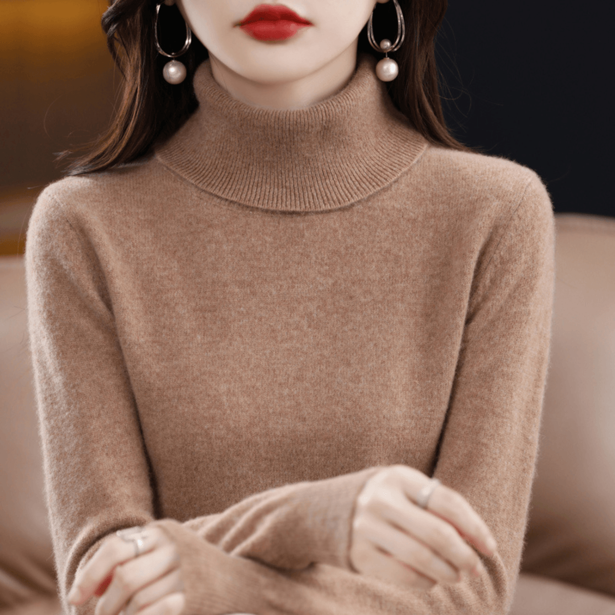 Elena Cashmere Blend Turtleneck Jumper for Ladies Christmas Wear
