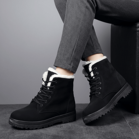 Amelia Women's Faux Suede Lace-Up Ankle Boots with Faux Fur Lining