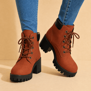 Chunky Platform Lace-Up Combat Boots for Women in Winter
