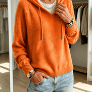 Women's Ribbed Hooded Knit Jumper with Drawstring