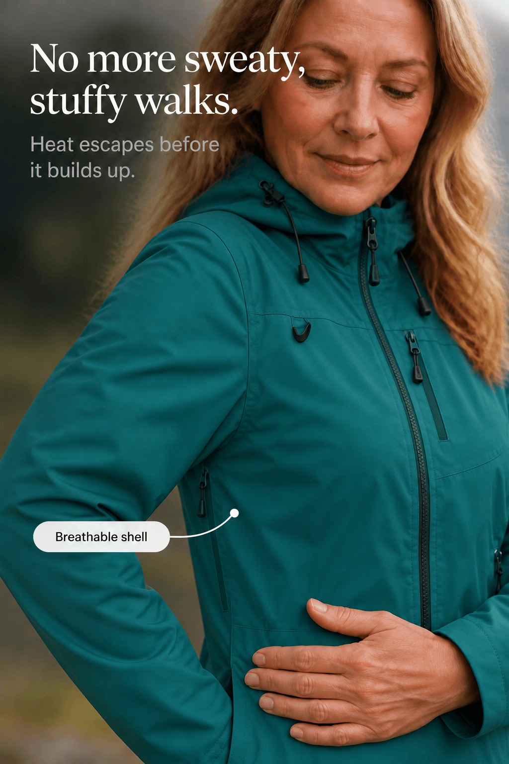 Hooded Waterproof Windproof Rain Coat with Adjustable Cuffs