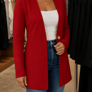 Linevalle V-Neck Single-Button A-Line Women's Tailored Blazer in Polyester