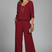Natalie Wide-Leg Chiffon Co-ord Set with Draped Top