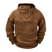 Men's Half-Zip Hooded Sweatshirt with Kangaroo Pocket and Adjustable Hood