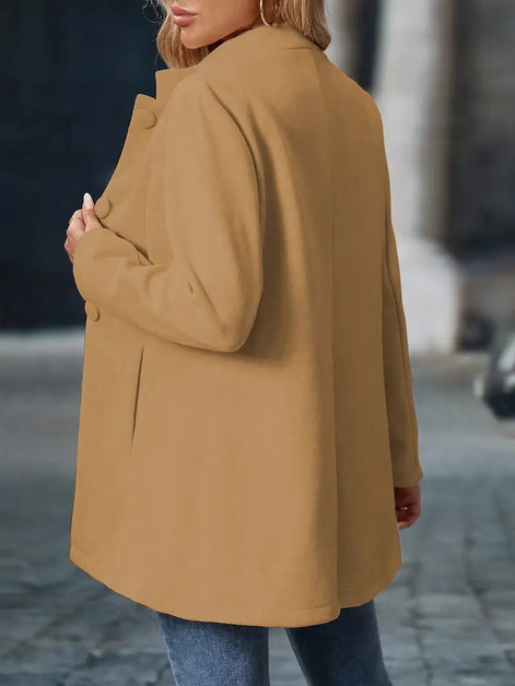 Sofia Women's Button-Front Winter Coat with Stand Collar