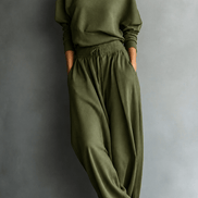 Women's Turtleneck Knitted Jumper and Wide-Leg Trousers Lounge Set