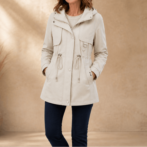 Midluna Adjustable Waist Mid-Length Hooded Winter Parka for Women