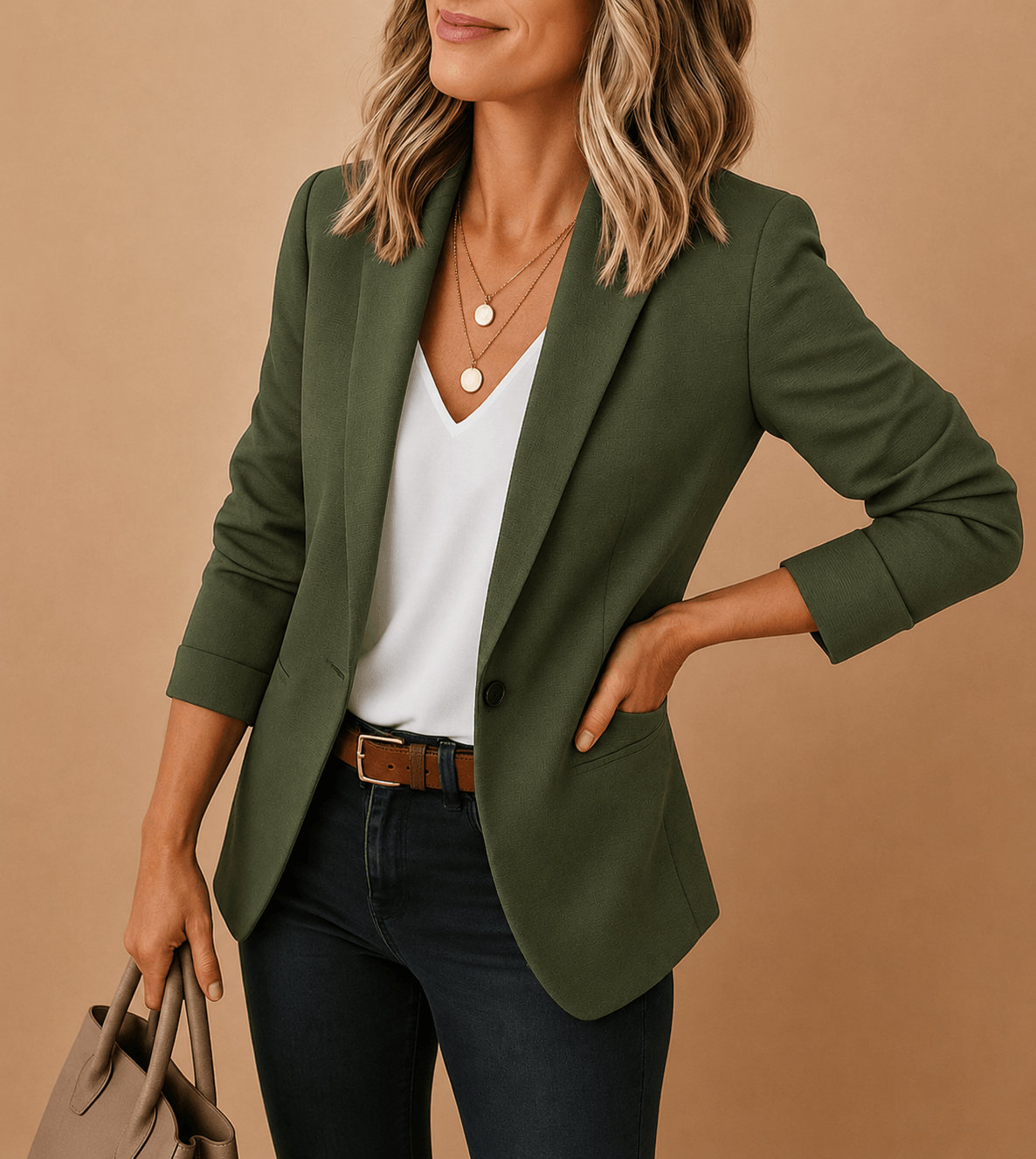 Lorelei One-Button Fitted Women's Tailored Blazer in Woven Blend