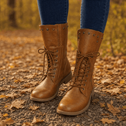 Westlyn Wool-Lined Lace-Up Ankle Boots with Stud Cuff Detail