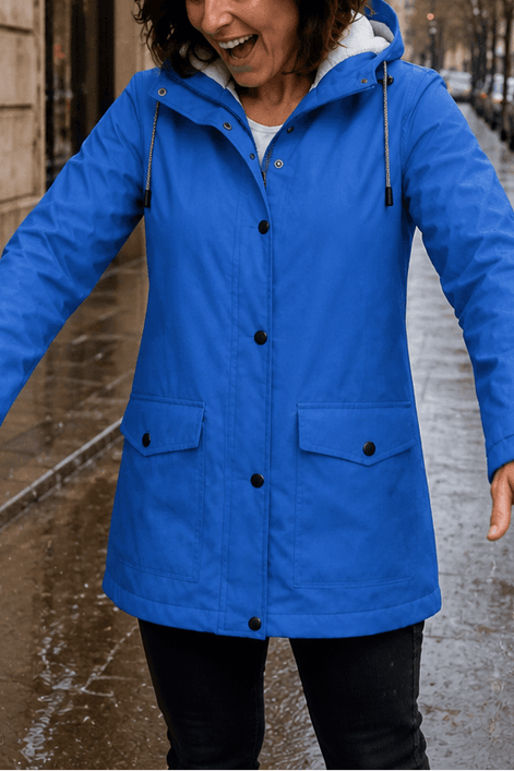 Waterproof Plush-Lined Hooded Jacket with Fleece Trim