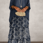 Tiered Chiffon Women's Maxi Dress with Flutter Sleeves and Layered Hem