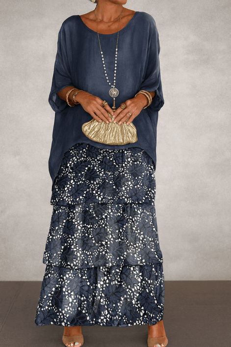 Tiered Chiffon Women's Maxi Dress with Flutter Sleeves and Layered Hem