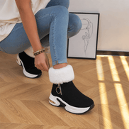 Plush Faux Fur-Lined Wedge Ankle Boots with Non-Slip Sole