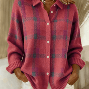 Esmeralda Plaid Cotton Flannel Button-Up Long Sleeve Blouse for Women