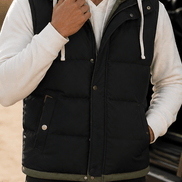 Men's Double-Layered Hood Padded Puffer Vest