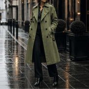 Mayfield Double-Breasted Long Belted Trench Coat for Women in Acetate