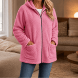Cozelle Plush Hooded Oversized Fleece Zip-Up Jacket for Women