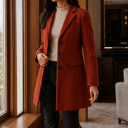 Women's Tailored Wool-Blend Winter Coat with Notched Lapels