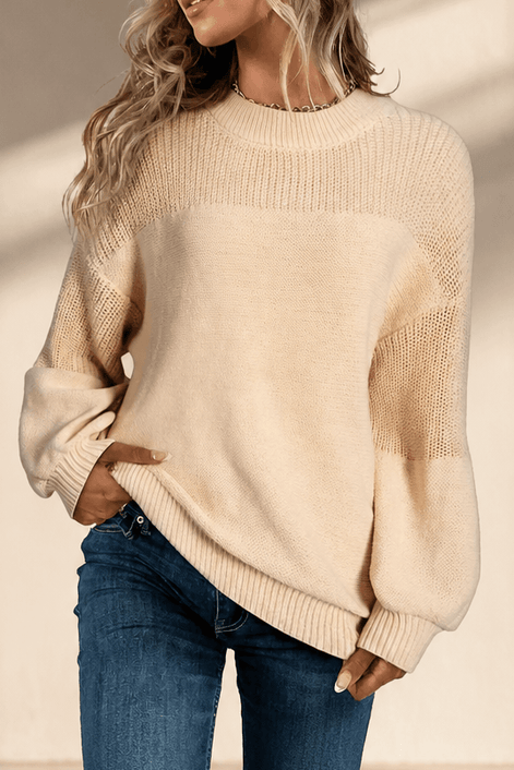 Women's Ribbed Dropped-Shoulder Oversized Knitted Jumper