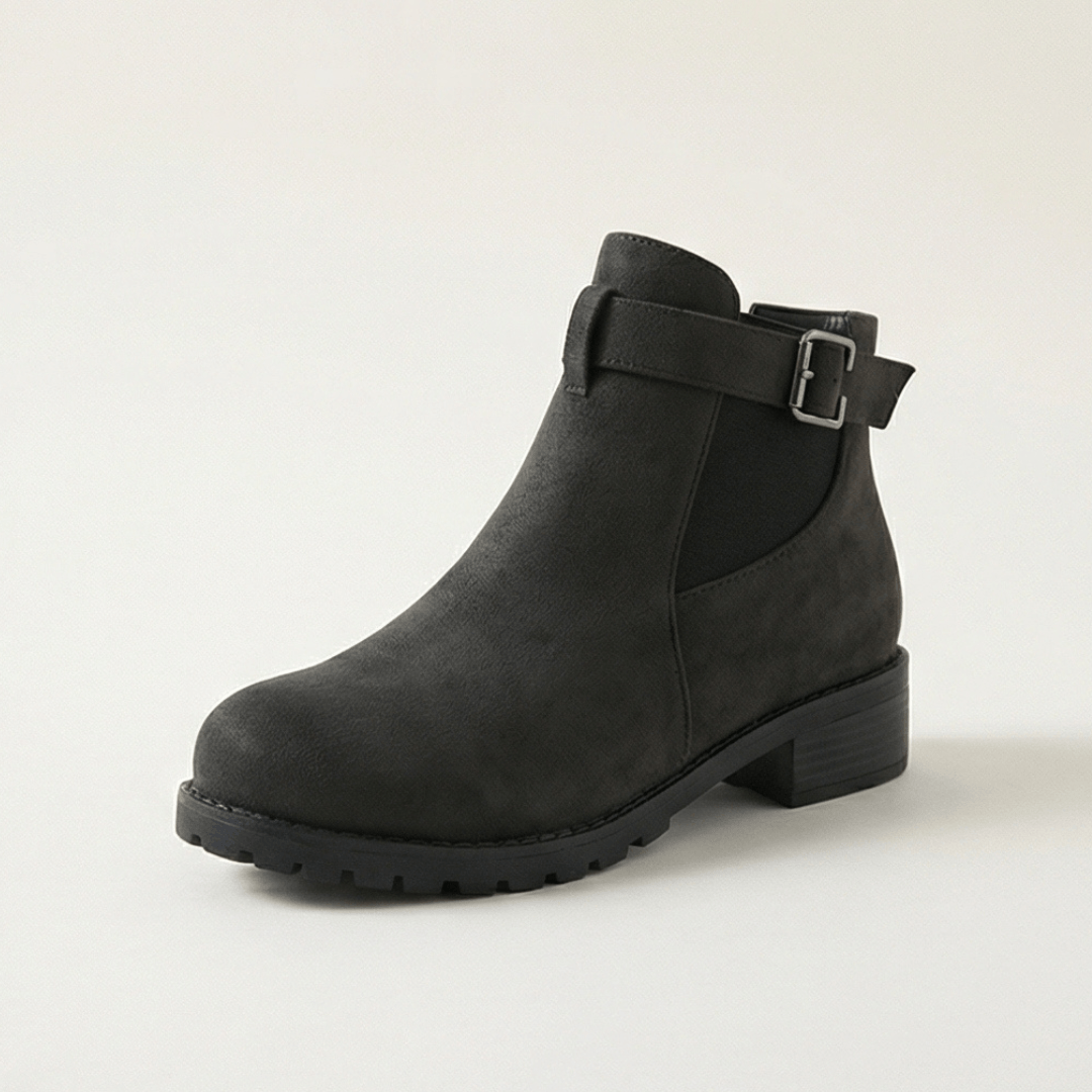 Women's Buckle Strap Ankle Boots with Chunky Lug Sole