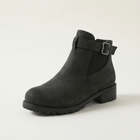 Women's Buckle Strap Ankle Boots with Chunky Lug Sole