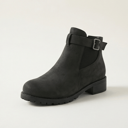 Women's Buckle Strap Ankle Boots with Chunky Lug Sole