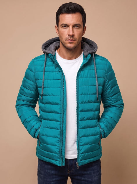 Dorian Men's Hooded Quilted Puffer Jacket with Packable Fold-Away Fit