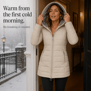 Women's Plush-Lined Hooded Longline Quilted Puffer Jacket