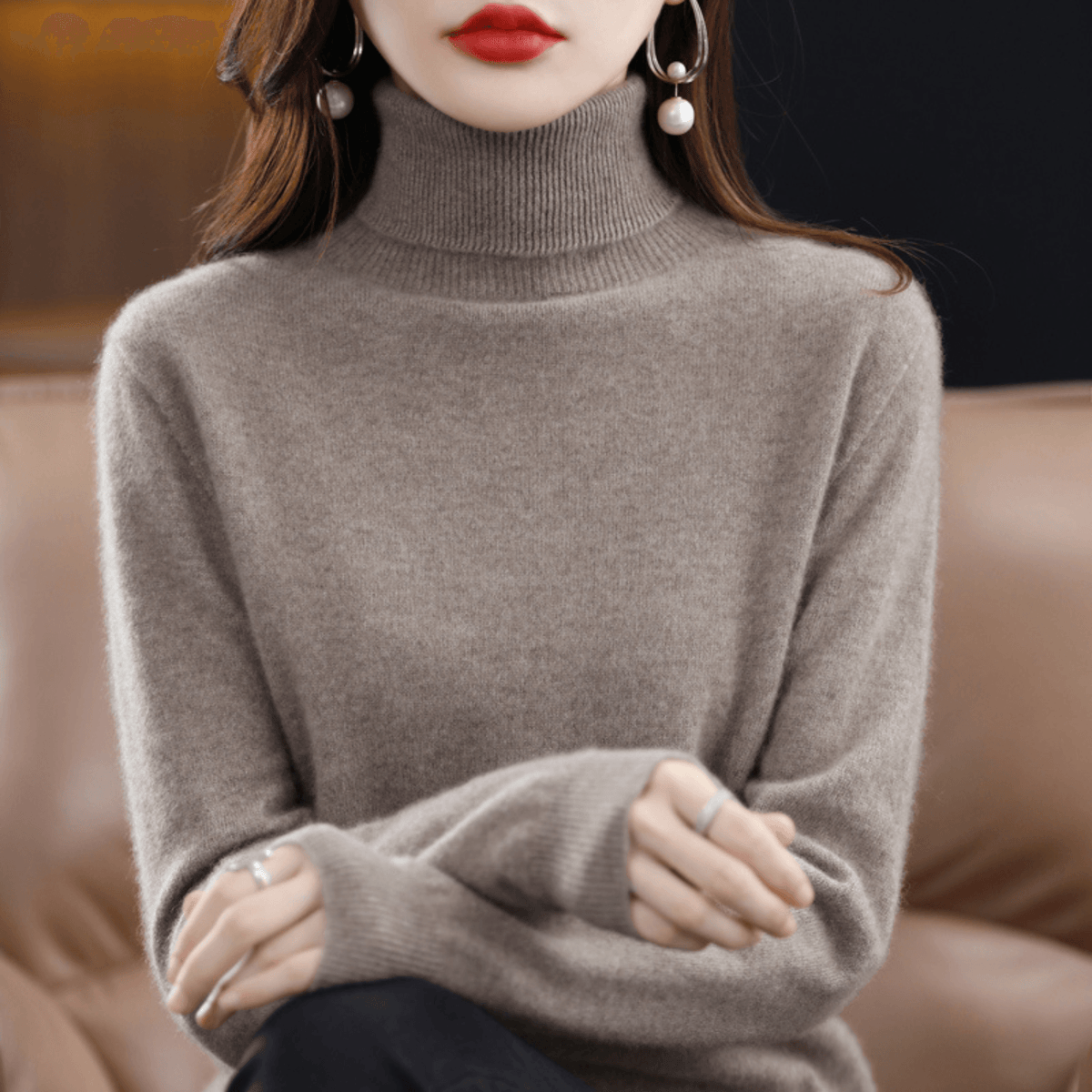 Elena Cashmere Blend Turtleneck Jumper for Ladies Christmas Wear