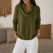 Women's Cowl Neck Knitted Jumper with Drape Detail