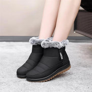 Faux Fur-Lined Waterproof Slip-On Ankle Boots for Women in Winter