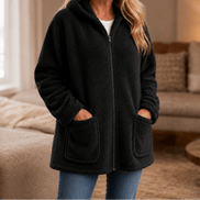 Cozelle Plush Hooded Oversized Fleece Zip-Up Jacket for Women