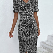 Floral Wrap Midi Dress for Wedding Guest and Christmas Party Wear
