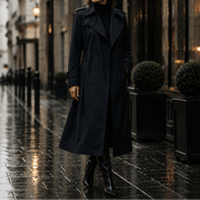 Mayfield Double-Breasted Belted Long Trench Coat with Tailored Waist for Women