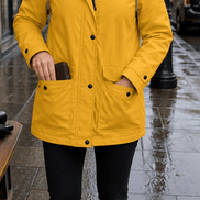 Waterproof Plush-Lined Hooded Jacket with Fleece Trim
