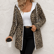 Reversible Leopard Print Hooded Coat for Women in Winter