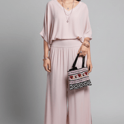 Natalie Wide-Leg Chiffon Co-ord Set with Draped Top