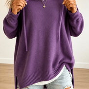 Women's Oversized Hooded Knitted Jumper with Drawstring